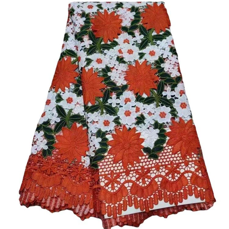 Floral Pattern Cotton Lace Embroidery Fabric